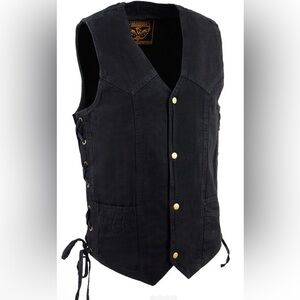MILWAUKEE LEATHER MEN'S BLACK CLASSIC DENIM WESTERN STYLE COWBOY BIKER VEST